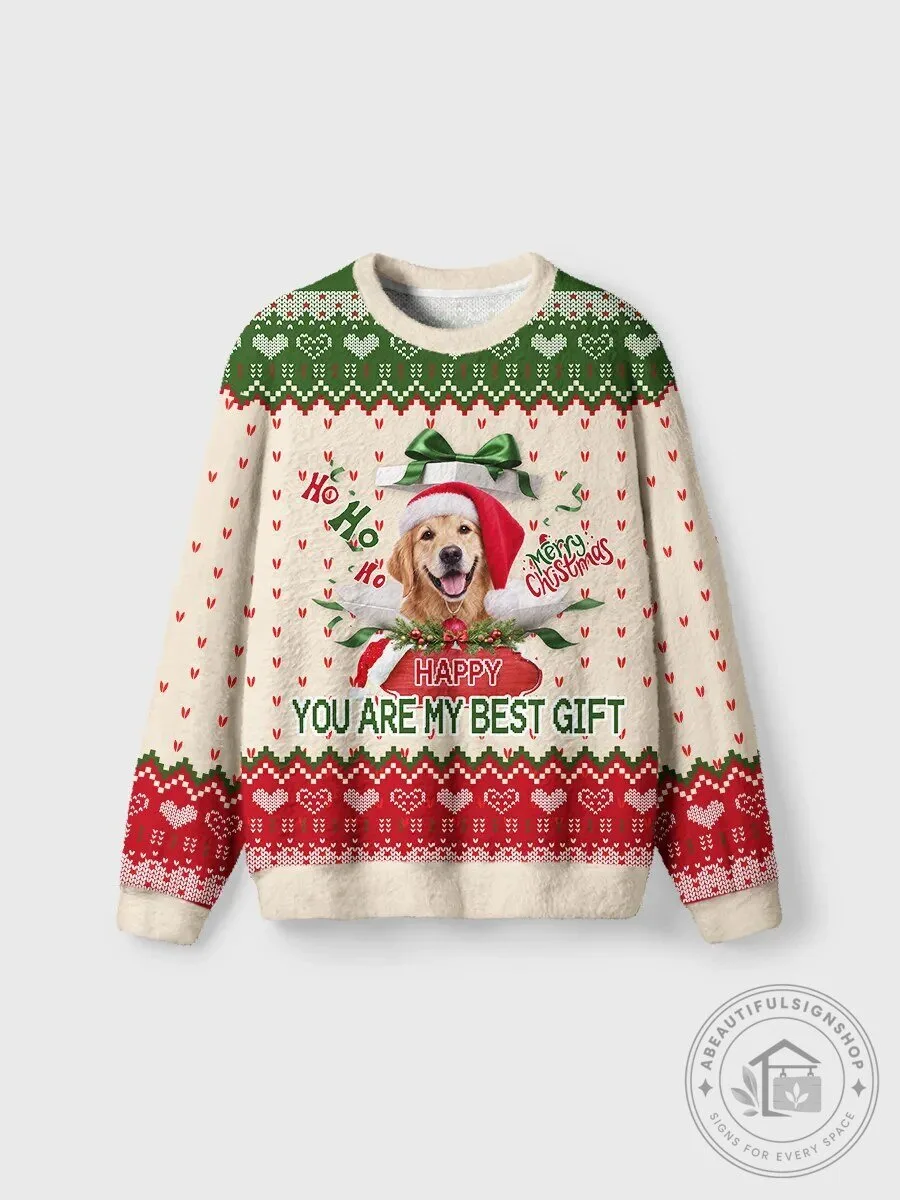 Golden Retriever Dog Merry Christmas Happy Ho Ho Ho Ugly Christmas Sweater