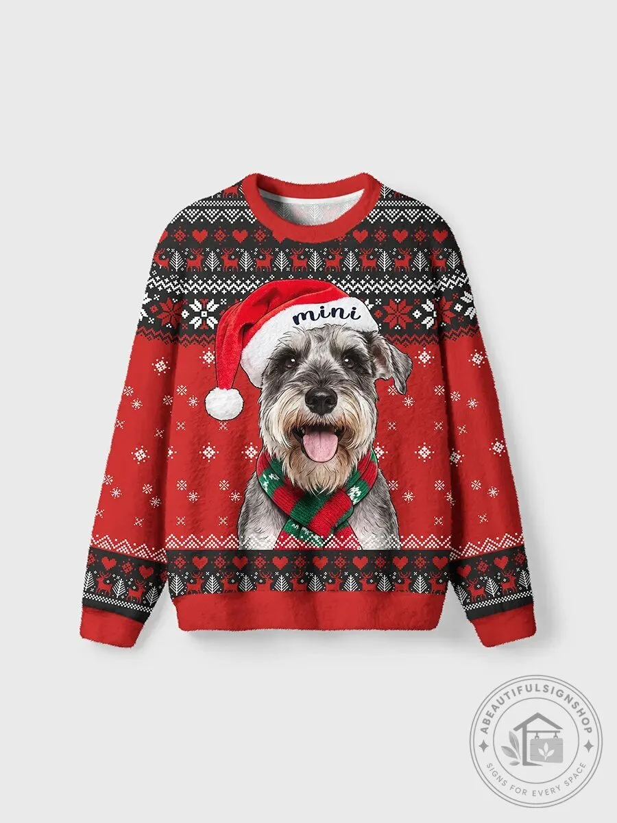 Personalized Miniature Schnauzer Dog Ugly Christmas Sweater Holiday Gift